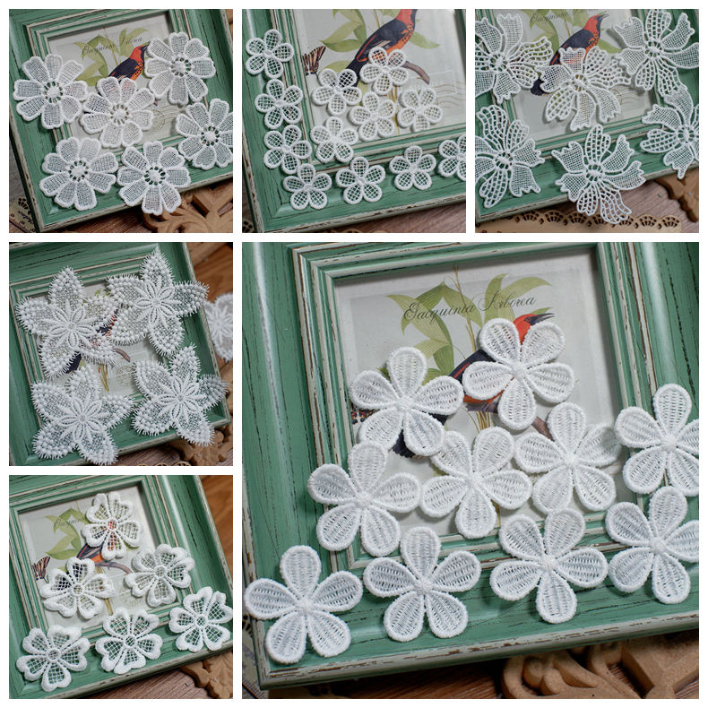 Embroidery Letter M - Белый цветок, кружевная тканевая нашивка, украшение