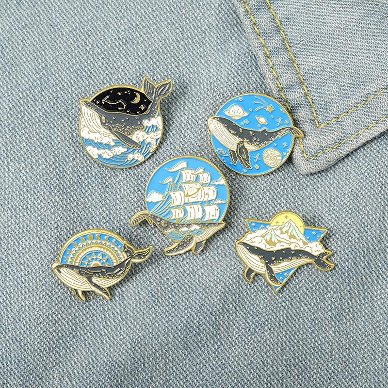 Эмалированные булавки с океанс – обзор и цена Embroidery Whale