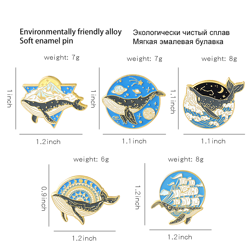 Эмалированные булавки с океанс – обзор и цена Embroidery Whale